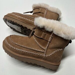 UGG Brown Ankle Boots with Cream Fur